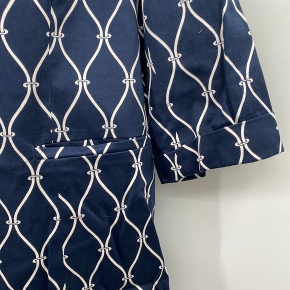 Talbots Stretch Lined Suit Jacket Navy/White Pattern Womens Size 14 - Picture 2 of 5